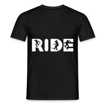 Snowboard Schriftzug RIDE – Weißes Design - Männer T-Shirt - Schwarz - Vorne - AI Model Male 178 light (178cm)