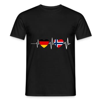 Allemagne Norvège Battement de Coeur Cadeau - T-shirt homme - noir - Devant - AI Model Male 178 light (178cm)