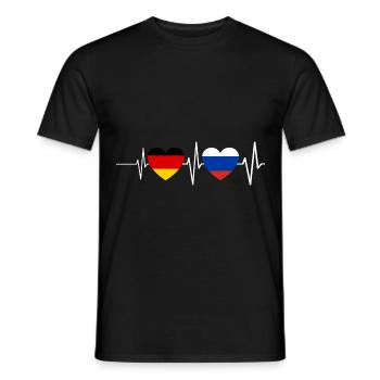 Russisch Deutsch Russland Herzschlag Geschenk - Männer T-Shirt - Schwarz - Vorne - AI Model Male 178 light (178cm)