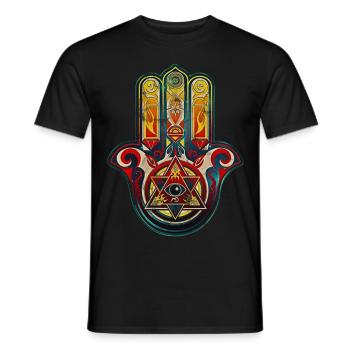 Hamsa Hand Vintage, Alles sehendes Auge, Schutz - Männer T-Shirt - Schwarz - Vorne - AI Model Male 178 light (178cm)