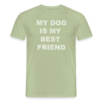 Hunde, Hund, Hunde adoptieren, Hündchen, Herrchen, - Männer T-Shirt - Sage - Vorne - AI Model Male 178 light (178cm)