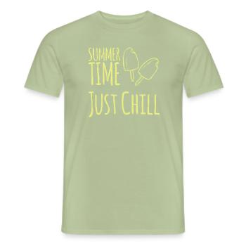Été, Vibe dété, Été soleil, Été plage s - T-shirt homme - vert sauge - Devant - AI Model Male 178 light (178cm)
