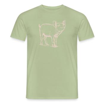 Porc, cochon, cochon, porcin, ferme - T-shirt homme - vert sauge - Devant - AI Model Male 178 light (178cm)