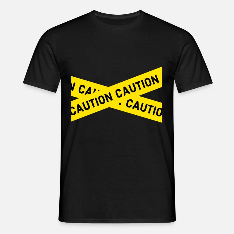caution - Männer T-Shirt - Schwarz
