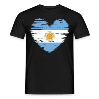 Argentine coeur drapeau blason - T-shirt homme - noir - Devant - AI Model Male 178 light (178cm)