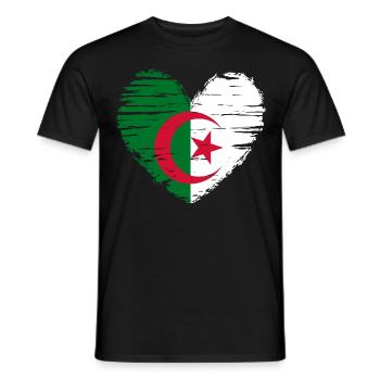 Algeria Heart Flag Flag Coat of Arms - Men's T-Shirt - black - Front - AI Model Male 178 light (178cm)