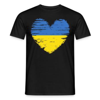 Ukraine Heart Flag Flag Coat of Arms - Men's T-Shirt - black - Front - AI Model Male 178 light (178cm)