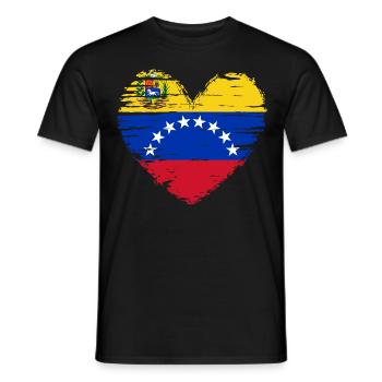 Venezuela Heart Flag Flag Coat of Arms - Men's T-Shirt - black - Front - AI Model Male 178 light (178cm)