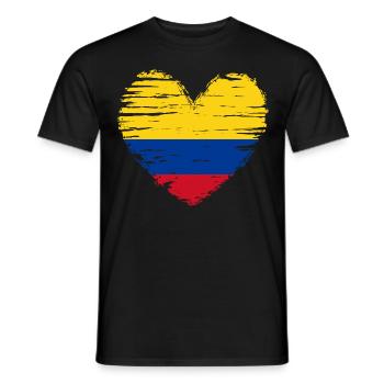 Colombia Heart Flag Flag Coat of Arms - Men's T-Shirt - black - Front - AI Model Male 178 light (178cm)