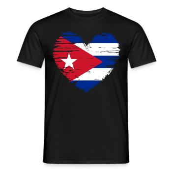 Cuba coeur drapeau blason - T-shirt homme - noir - Devant - AI Model Male 178 light (178cm)