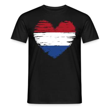 Netherlands Heart Flag Flag Coat of Arms - Men's T-Shirt - black - Front - AI Model Male 178 light (178cm)