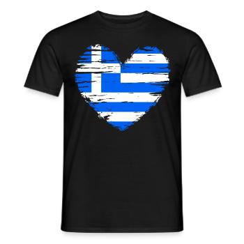 Griechenland Herz Flagge Fahne Wappen - Männer T-Shirt - Schwarz - Vorne - AI Model Male 178 light (178cm)