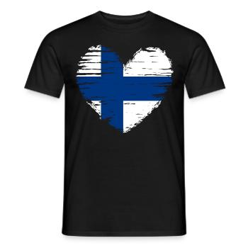 Finland Heart Flag Flag Coat of Arms - Men's T-Shirt - black - Front - AI Model Male 178 light (178cm)