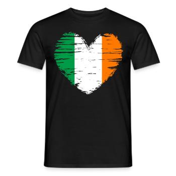 Ireland Heart Flag Flag Coat of Arms - Men's T-Shirt - black - Front - AI Model Male 178 light (178cm)
