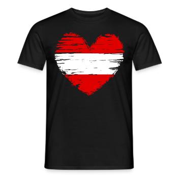 Österreich Herz Flagge Fahne Wappen - Männer T-Shirt - Schwarz - Vorne - AI Model Male 178 light (178cm)