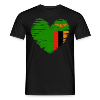 Sambia Herz Flagge Fahne Wappen - Männer T-Shirt - Schwarz - Vorne - AI Model Male 178 light (178cm)