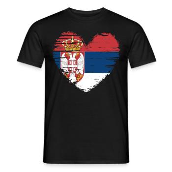 Serbie coeur drapeau blason - T-shirt homme - noir - Devant - AI Model Male 178 light (178cm)