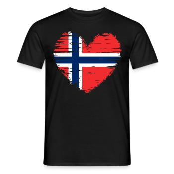 Norway Heart Flag Flag Coat of Arms - Men's T-Shirt - black - Front - AI Model Male 178 light (178cm)