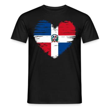 Dominican Republic Heart Flag Flag Coat of Arms - Men's T-Shirt - black - Front - AI Model Male 178 light (178cm)