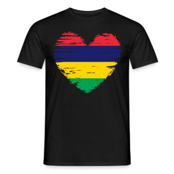 Mauritius heart flag flag coat of arms - Men's T-Shirt - black - Front - AI Model Male 178 light (178cm)