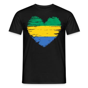 Gabun Herz Flagge Fahne Wappen - Männer T-Shirt - Schwarz - Vorne - AI Model Male 178 light (178cm)