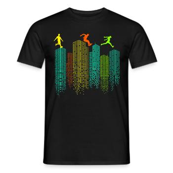 Parkour Free Running Runner Traceur Skyline Funny - Men's T-Shirt - black - Front - AI Model Male 178 light (178cm)