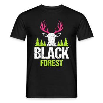 Black Forest Deer Antler Pink - Men's T-Shirt - black - Front - AI Model Male 178 light (178cm)