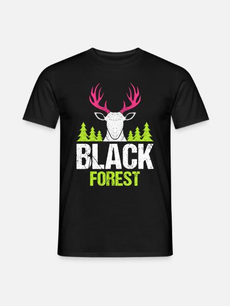 Black Forest Deer Antler Pink - Men's T-Shirt - black