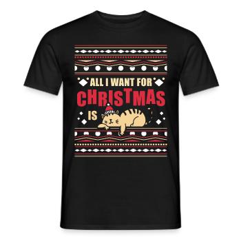 Tout ce que je veux pour Noël, c’est un pull moche pour chat - T-shirt homme - noir - Devant - AI Model Male 178 light (178cm)