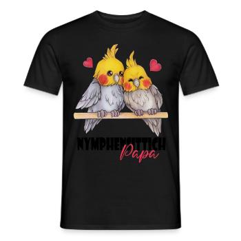 Niedlich Nymphen Geschenk Nymphensittich Papa - Männer T-Shirt - Schwarz - Vorne - AI Model Male 178 light (178cm)