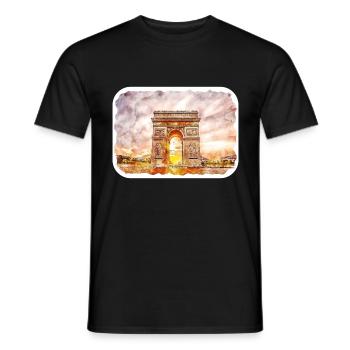 Paris Frankreich Aquarellskizze Gezeichnete Illustration - Männer T-Shirt - Schwarz - Vorne - AI Model Male 178 light (178cm)