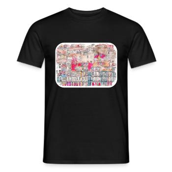 Porto Portugal Watercolor Sketch Drawn Illustratio - Men's T-Shirt - black - Front - AI Model Male 178 light (178cm)