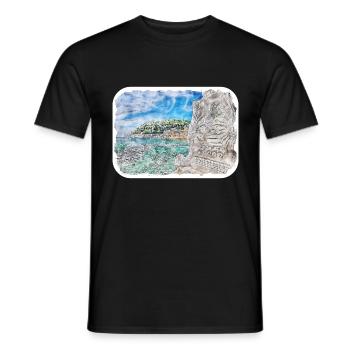 San Sebastian Espagne Aquarelle Sketch Illustration - T-shirt homme - noir - Devant - AI Model Male 178 light (178cm)