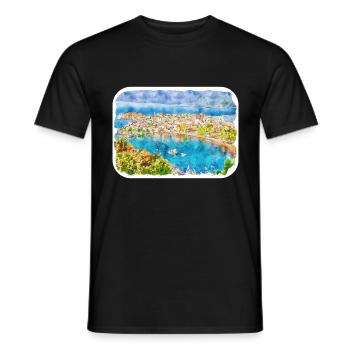 Dinde Aquarelle Esquisse Dessinée à la main Illustration - T-shirt homme - noir - Devant - AI Model Male 178 light (178cm)
