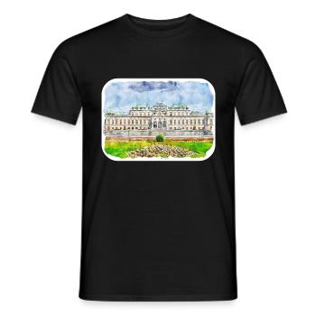 Vienna Austria Watercolor Sketch Drawn Painting - Men's T-Shirt - black - Front - AI Model Male 178 light (178cm)