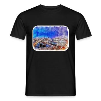 Berlin Allemagne Aquarelle Esquisse Dessinée Peinture - T-shirt homme - noir - Devant - AI Model Male 178 light (178cm)