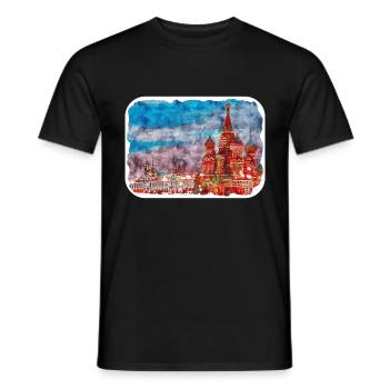 Moscou Russie Aquarelle Esquisse Dessin Dessiné - T-shirt homme - noir - Devant - AI Model Male 178 light (178cm)