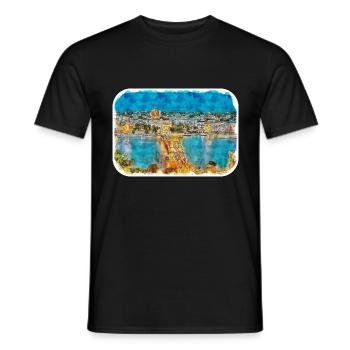 Budapest Ungarn Aquarell Skizze Illustration - Männer T-Shirt - Schwarz - Vorne - AI Model Male 178 light (178cm)
