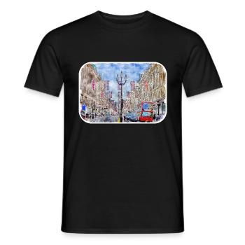 Londres UK Aquarelle Esquisse Dessinée à la Main Peinture - T-shirt homme - noir - Devant - AI Model Male 178 light (178cm)