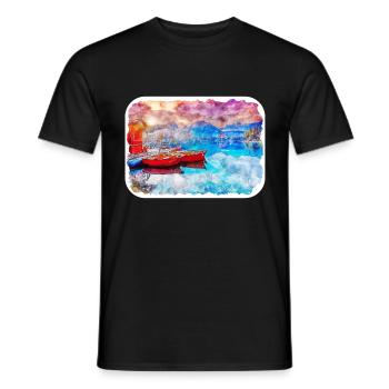 Slovakia Landmark Watercolor Sketch Illustration - Men's T-Shirt - black - Front - AI Model Male 178 light (178cm)