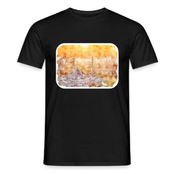 Malaisie Aquarelle Esquisse Dessinée à la Main Illustration - T-shirt homme - noir - Devant - AI Model Male 178 light (178cm)