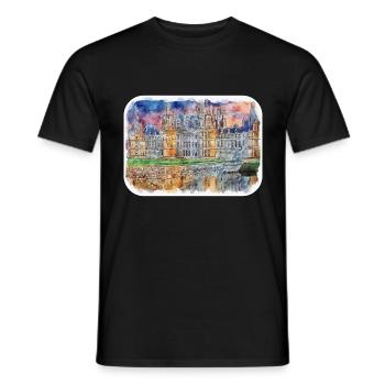 Europe Aquarelle Esquisse Dessinée à la main Illustration - T-shirt homme - noir - Devant - AI Model Male 178 light (178cm)