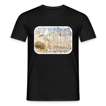 Grèce Aquarelle Esquisse Dessinée à la main Illustration - T-shirt homme - noir - Devant - AI Model Male 178 light (178cm)