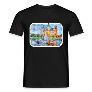 Allemagne Aquarelle Esquisse Dessinée à la main Illustration - T-shirt homme - noir - Devant - AI Model Male 178 light (178cm)