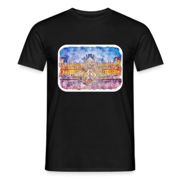Paris France Watercolor Sketch Draw Drawing - Men's T-Shirt - black - Front - AI Model Male 178 light (178cm)