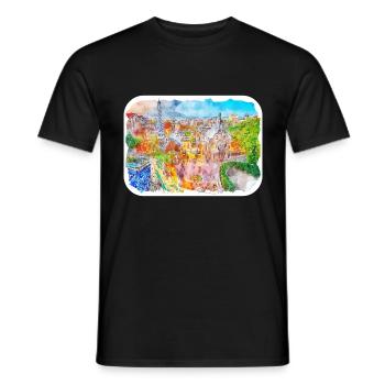 Barcelona Spanien Aquarell Skizze gezeichnet Illustrati - Männer T-Shirt - Schwarz - Vorne - AI Model Male 178 light (178cm)