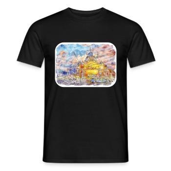 Australie Aquarelle Esquisse Dessinée à la Main Peinture - T-shirt homme - noir - Devant - AI Model Male 178 light (178cm)