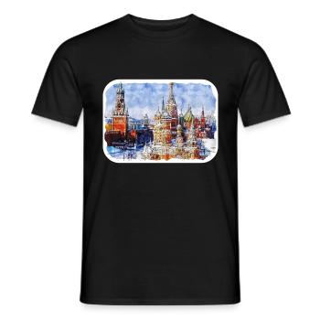 Moscou Russie Aquarelle Esquisse Dessinée Peinture - T-shirt homme - noir - Devant - AI Model Male 178 light (178cm)