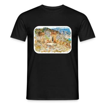 Cartagena Kolumbien Aquarell Skizze Gezeichnet Illustr - Männer T-Shirt - Schwarz - Vorne - AI Model Male 178 light (178cm)
