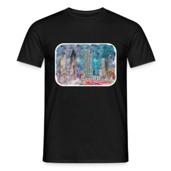 Berlin Allemagne Aquarelle Esquisse Dessinée Peinture - T-shirt homme - noir - Devant - AI Model Male 178 light (178cm)